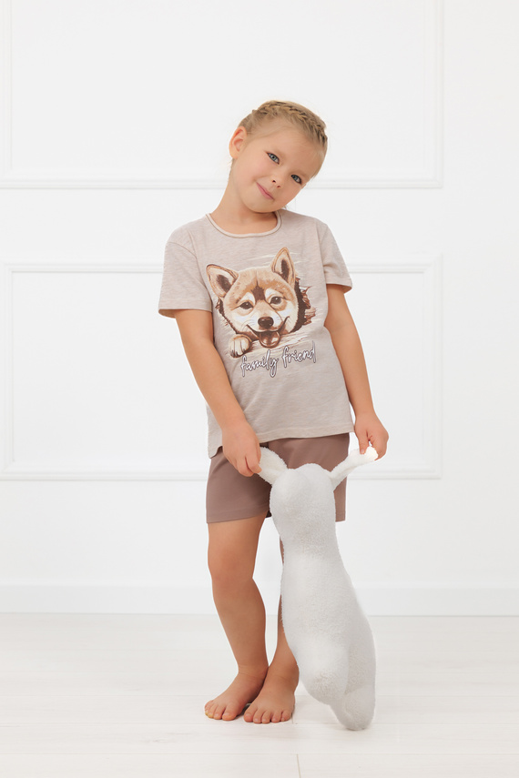 Детска пижама за момиче Shiba Italian Fashion 100% памук шорти