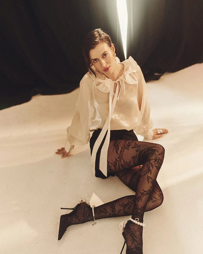 Флорален чорапогащник 20 den Gabriella - nero