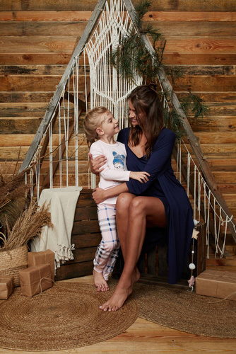 Song Дамски халат с 3/4 ръкав Италианска мода - тъмносин