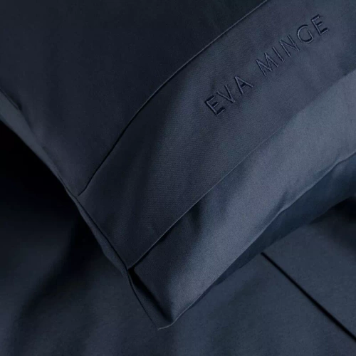 1F Елегантно спално бельо от сатен Eva Minge Eurocurtains морско синьо | Macosatin 100% памук