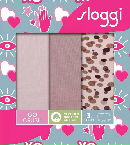 GO Crush Short C3P Дамски шорти 3 бр. Sloggi - бежови