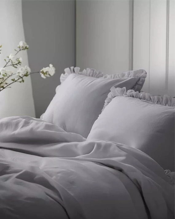 Pure 23 Едноцветно памучно спално бельо Detexpol светло сиво