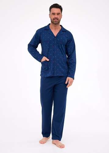 114/79 Мъжка пижама Cornette | Закопчава се с цип, 100% памук, яка и джобове