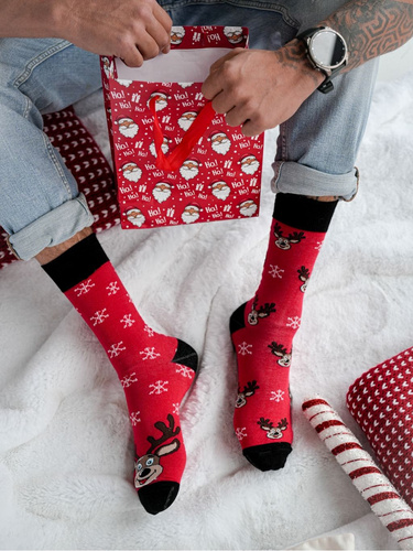 1290.039 Коледни чорапи с елени Милена – Несъчетани, червени