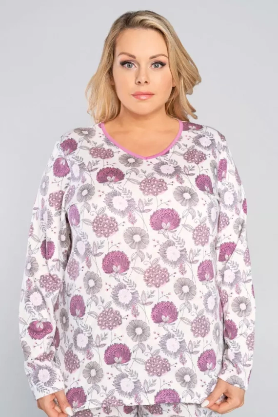 Дамска пижама с дълъг ръкав, панталон Lobelia Италианска мода -