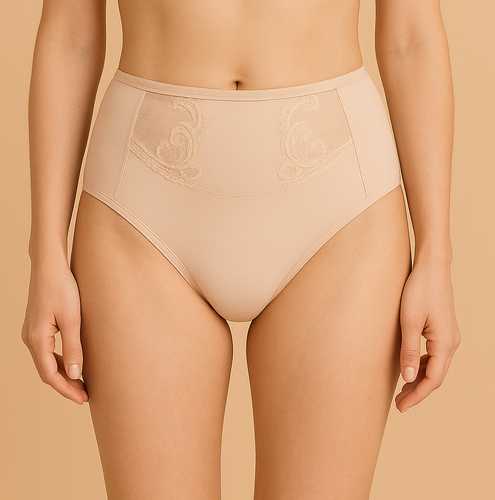 Figi damskie VF-474/469 - wysoki stan, koronka, komfort Vena nude