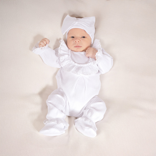 169085 Komplet pajac i butki Nicol  - biały