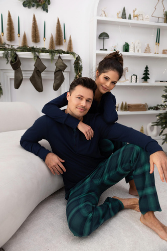 Дамска пижама Cassandra Sensis - памучна, дълга, карирана