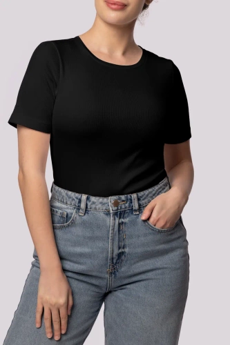 Дамска тениска на райе Mona, черна