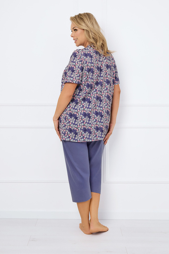 Bonaria Дамска пижама с къс ръкав и 3/4 панталон Италианска мода - принт/дънки 