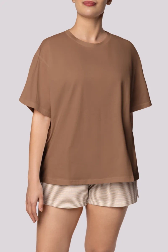 Рае с къс ръкав Дамска пижама Mona caramel