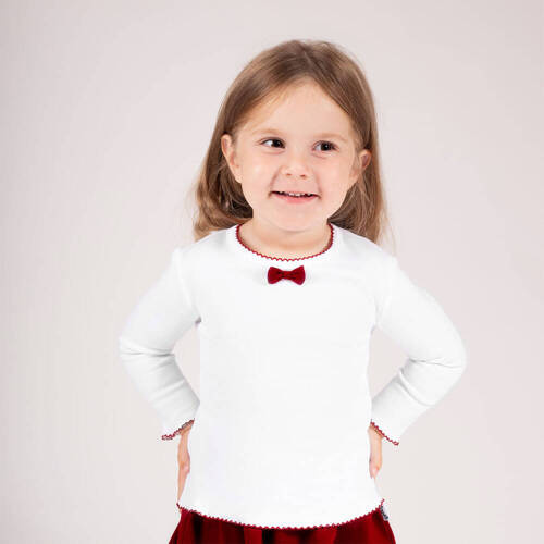 163568 Блуза с дълъг ръкав "Магията на Коледа" Никол - панделка бордо