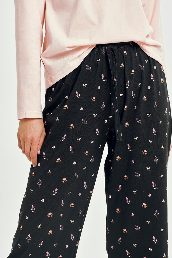 Дамски пижамен комплект Taro Irene 3457, розов – дълъг ръкав, 3/4 панталон, памук