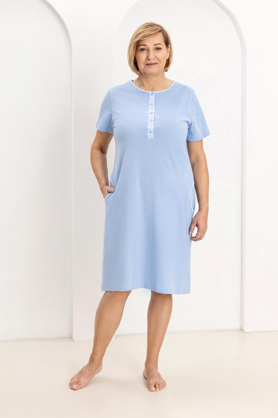 Дамска Нощница 177 Regina – 100% Памук, С Копчета, Къс Ръкав и Максимален Комфорт