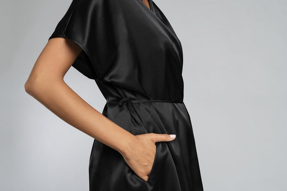 Touch Халат за баня с къс ръкав Италианска мода - черен