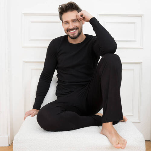 Paco Мъжка жилетка с дълъг ръкав Италианска мода - черна