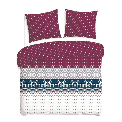 31515/1 Коледен комплект спално бельо от фланел Flannellove Darymex бордо тъмносиньо - комплект 100% памук, топъл и мек