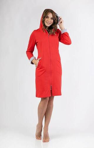 158 Дамски халат с качулка Regina - червен