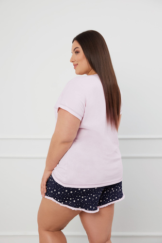 Libra Дамска пижама с къс ръкав, къси панталони Италианска мода - розово/принт 