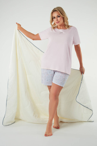 Tacoma Дамска пижама с къс ръкав и къси панталони Italian Fashion - сьомга/принт