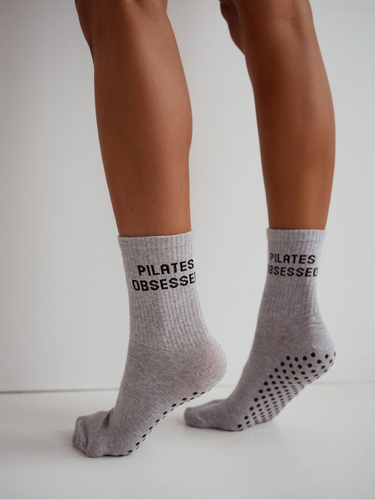 Чорапи Pilates Obsessed 1658-002 ABS Milena памучни антихлъзгащи grey