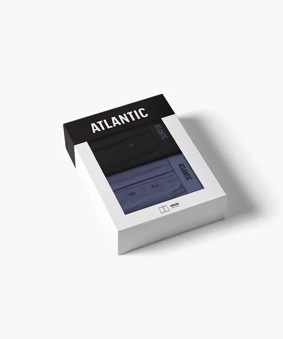 Мъжки боксерки Atlantic 2MBX-0255 A2 2 броя, черен-деним – свободна кройка, 100% памук