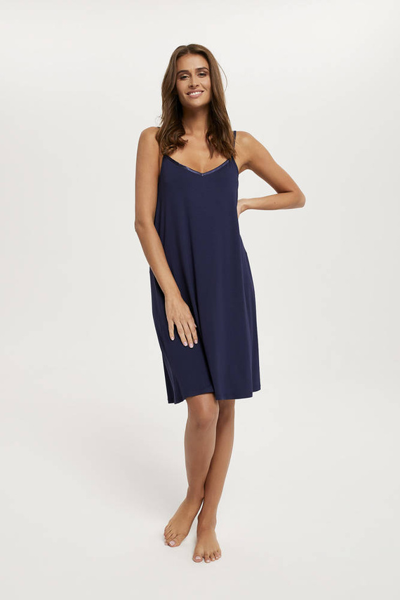 Song Дамска нощница с тясна презрамка Италианска мода - тъмносиня