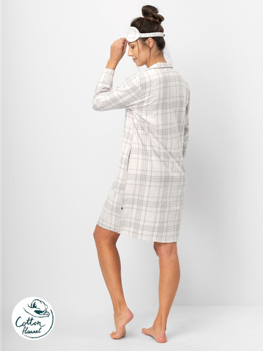 Дамска риза Key LND 401, светло розово - памучна фланела, дълги ръкави, копчета