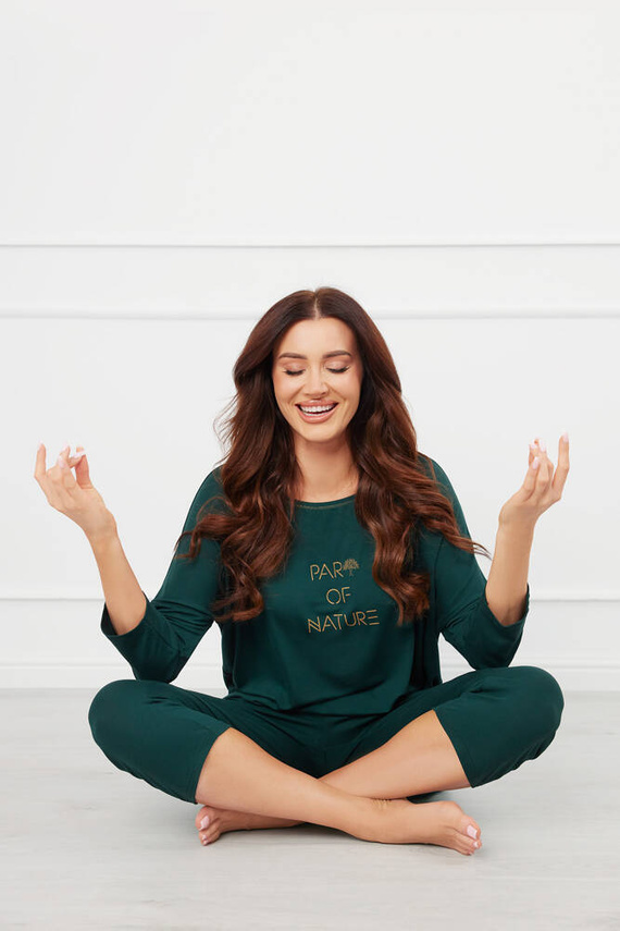 Natura Дамска 3/4 пижама Италианска мода - зелена 