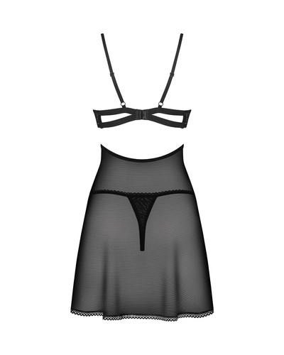 Nutris Komplet Babydoll Koszulka i stringi Obsessive - czarny