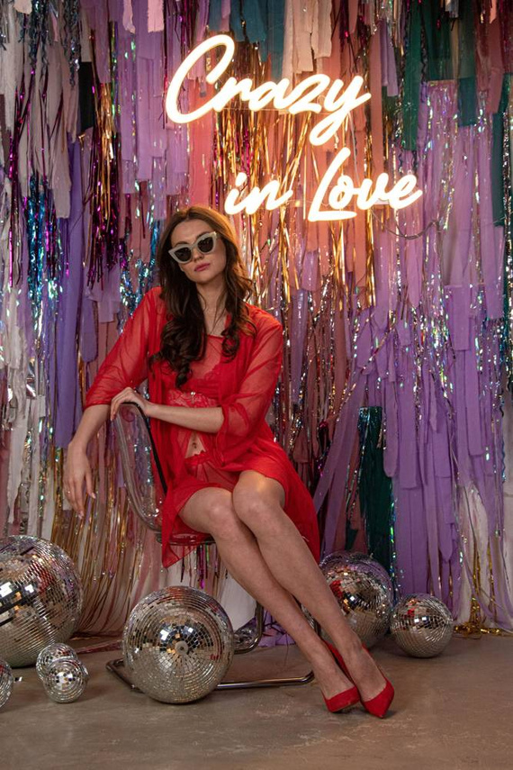 634 Нощна рокля без презрамки Florence + ремъци Forex - червено