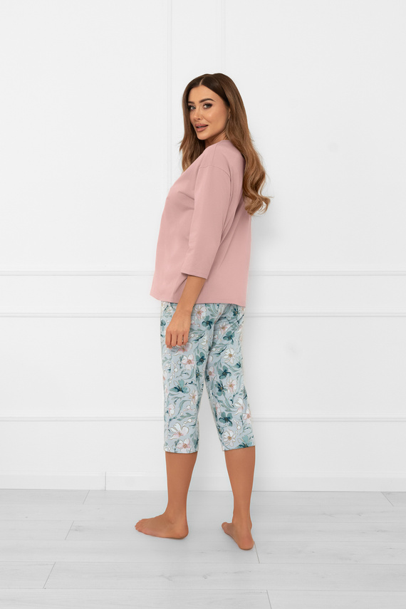 Дамска пижама Perlis - 3/4 ръкав и панталон, памук Италианска мода  