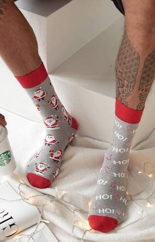 1290-020 Мъжки коледни чорапи Milena - 02 светъл меланж