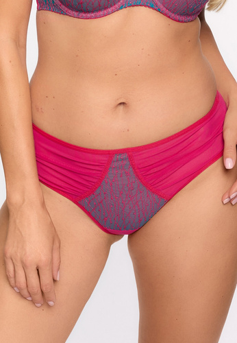 GFB 1295 Бразилски слипове Ariel Gaia – фуксия-тюркоаз, тюл, бродерия, памучен клин