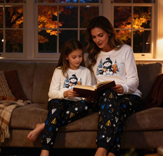 977/189 978/189 Памучна пижама за момичета Snowy Day Cornette с дълъг ръкав | Топла и удобна