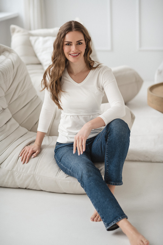 Milk&Love Milk Shirt блуза за бременни и кърмене 7/8 ръкав white