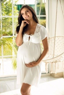 3012 Нощна риза за бременни и кърмачки Lupoline ecru