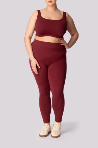 Ribbed legginsy damskie prążek Mona burgund