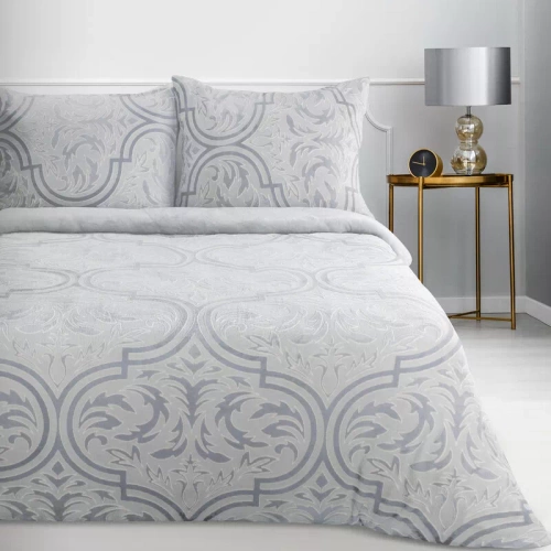 Спално бельо Flano 5 велур, евро перде орнаменти, сиво