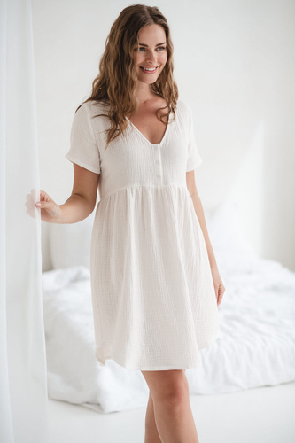 Муселинена нощница за бременни и кърмачки Aurora Milk&Love крем