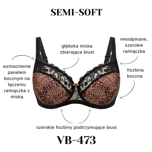 Vena VB-473 черно-канелен – стабилен сутиен K15 за среден и голям бюст
