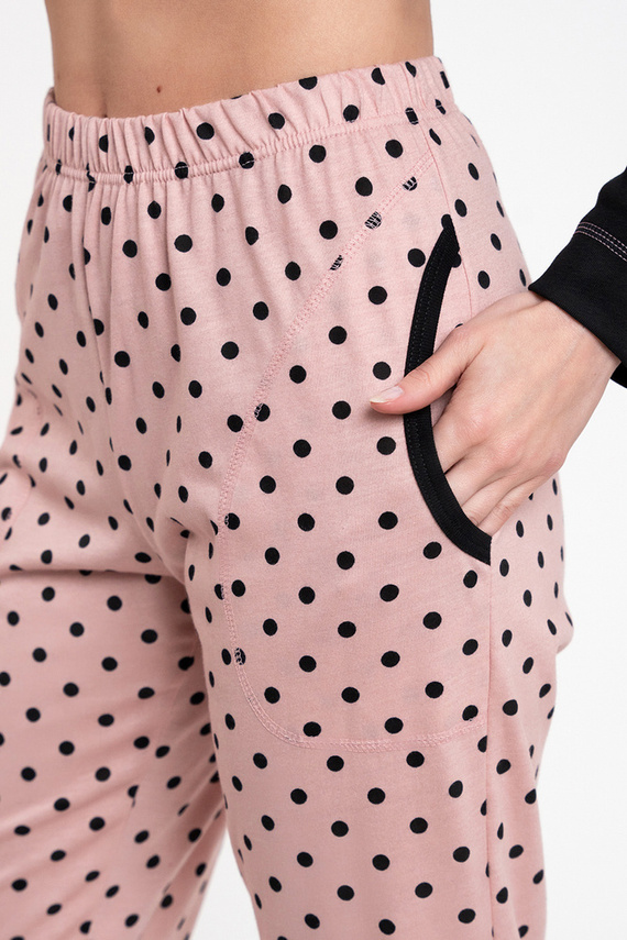 Bonilla Дамска пижама с дълъг ръкав и дълъг панталон Италианска мода черно/принт 