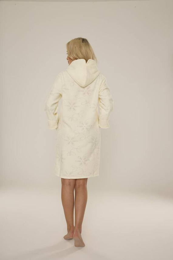 409 Жакардов къс дамски халат De Lafense - екрю