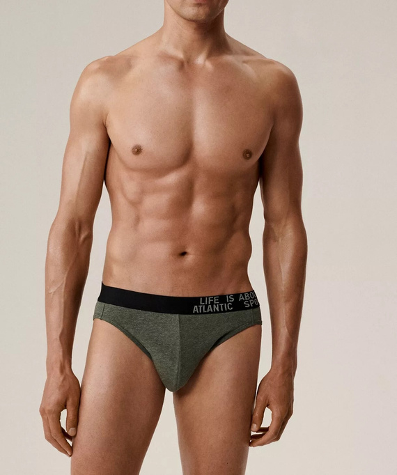 Мъжки слипове Atlantic 3MP-209/25 зелено-бордо-синьо – памук, 3 бр., класическа кройка