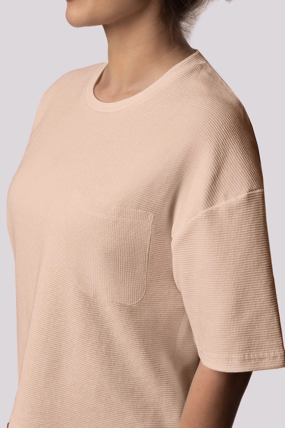 Cozy shortsleeve Piżama damska Mona beżowy