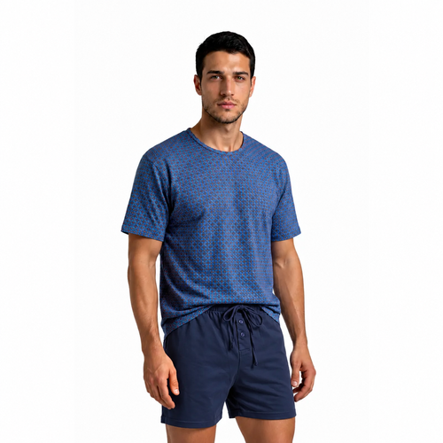 Sesto Senso 2723/12 Тъмносин мъжки памучен къс пижама 100% памук