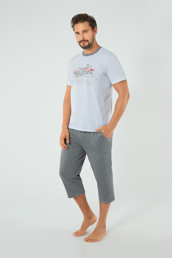 Junak Мъжки панталони с къс ръкав и 3/4 италианска мода - j.mélange/r.меланж