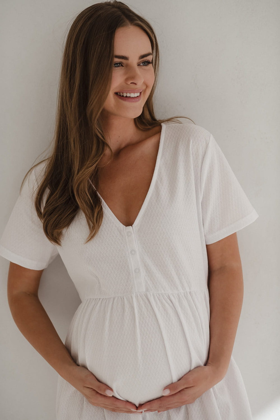 Нощница за бременни и кърмачки Aurora Milk&Love бяла