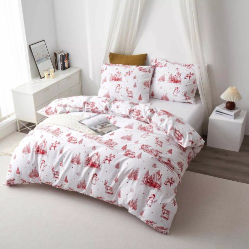 Коледно спално бельо Laponia памучен сатен от Spod Igły i Nitki бяло червено – елегантно и меко