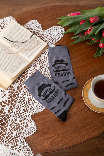 M40D Super Grandpa Дълги чорапи Италианска мода - графит